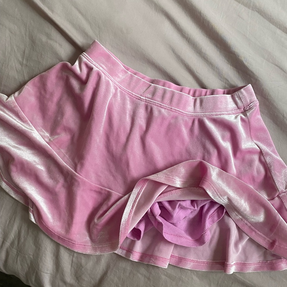 Pink Velvet Mini Skirt / Skort